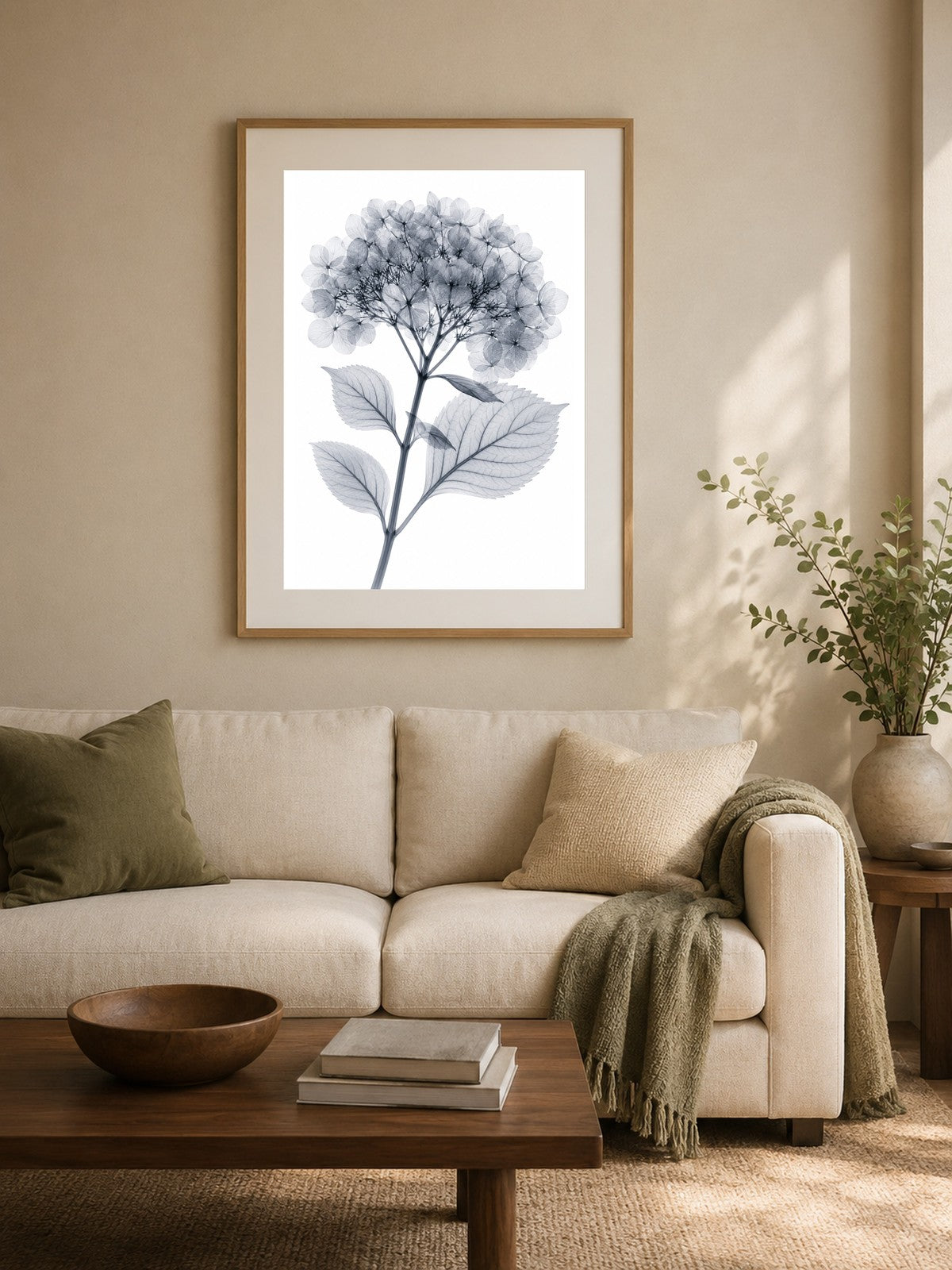 Bigleaf Hydrangea X-Ray Botanical Art Print | Hydrangea macrophylla | Scientific Floral Wall Art