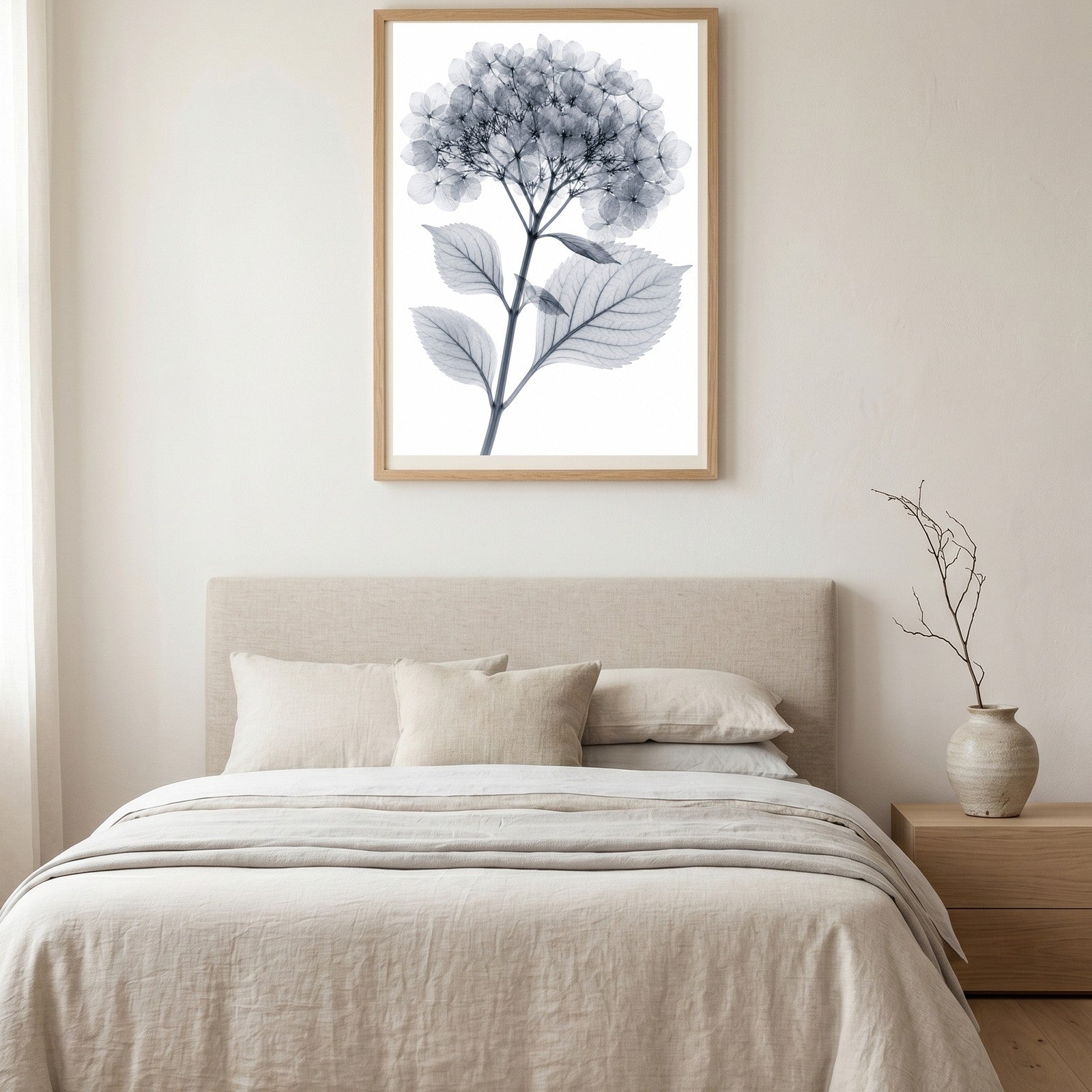 Bigleaf Hydrangea X-Ray Botanical Art Print | Hydrangea macrophylla | Scientific Floral Wall Art