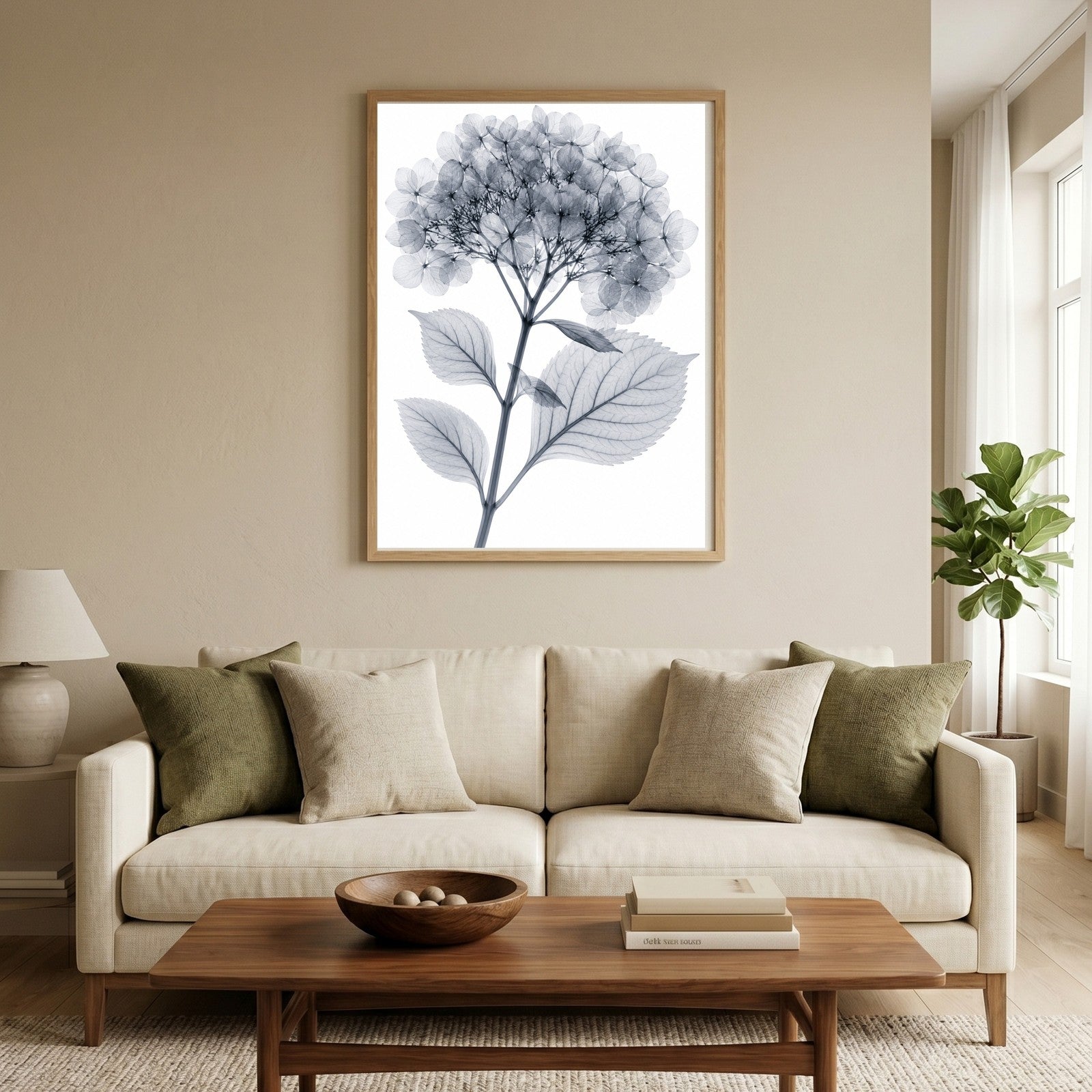 Bigleaf Hydrangea X-Ray Botanical Art Print | Hydrangea macrophylla | Scientific Floral Wall Art
