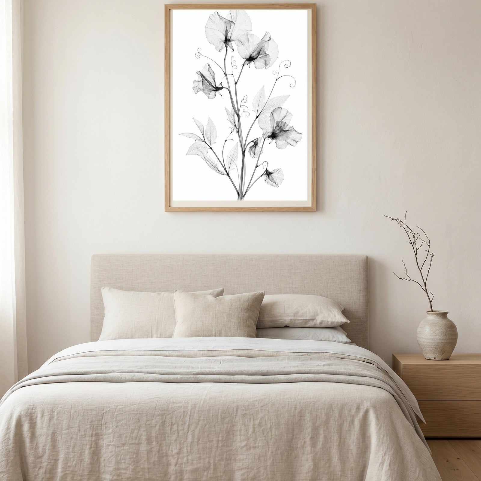 Sweet Pea X-Ray Botanical Art Print | Lathyrus odoratus | Scientific Floral Wall Art