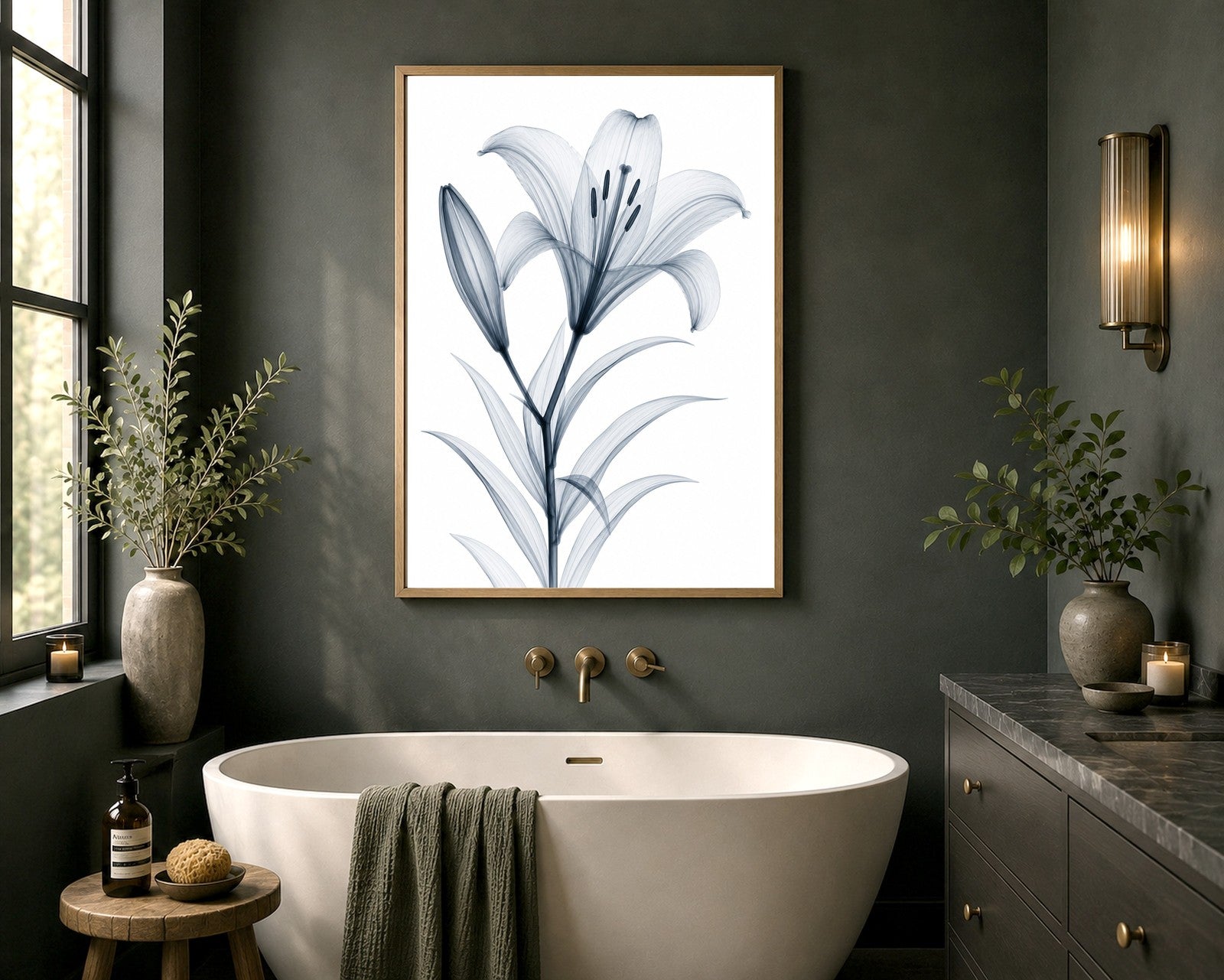 Madonna Lily X-Ray Botanical Art Print | Lilium candidum | Scientific Floral Wall Art