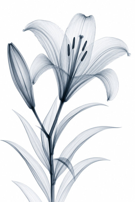 Madonna Lily X-Ray Botanical Art Print | Lilium candidum | Scientific Floral Wall Art