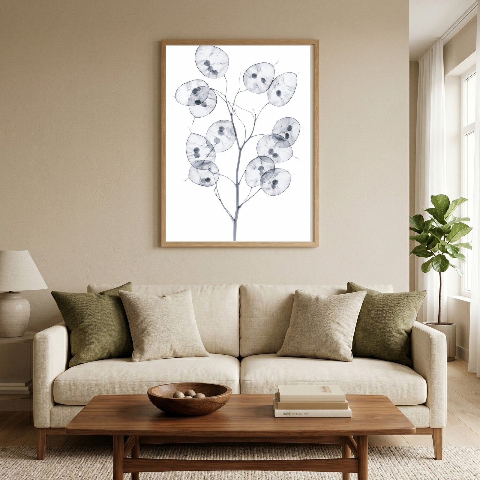 Honesty (Silver Dollar Plant) X-Ray Botanical Art Print | Lunaria annua | Scientific Floral Wall Art