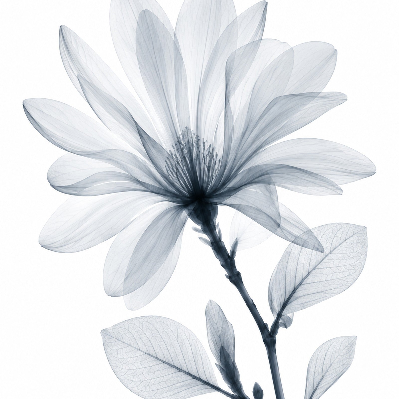 Star Magnolia X-Ray Botanical Art Print | Magnolia stellata | Scientific Floral Wall Art