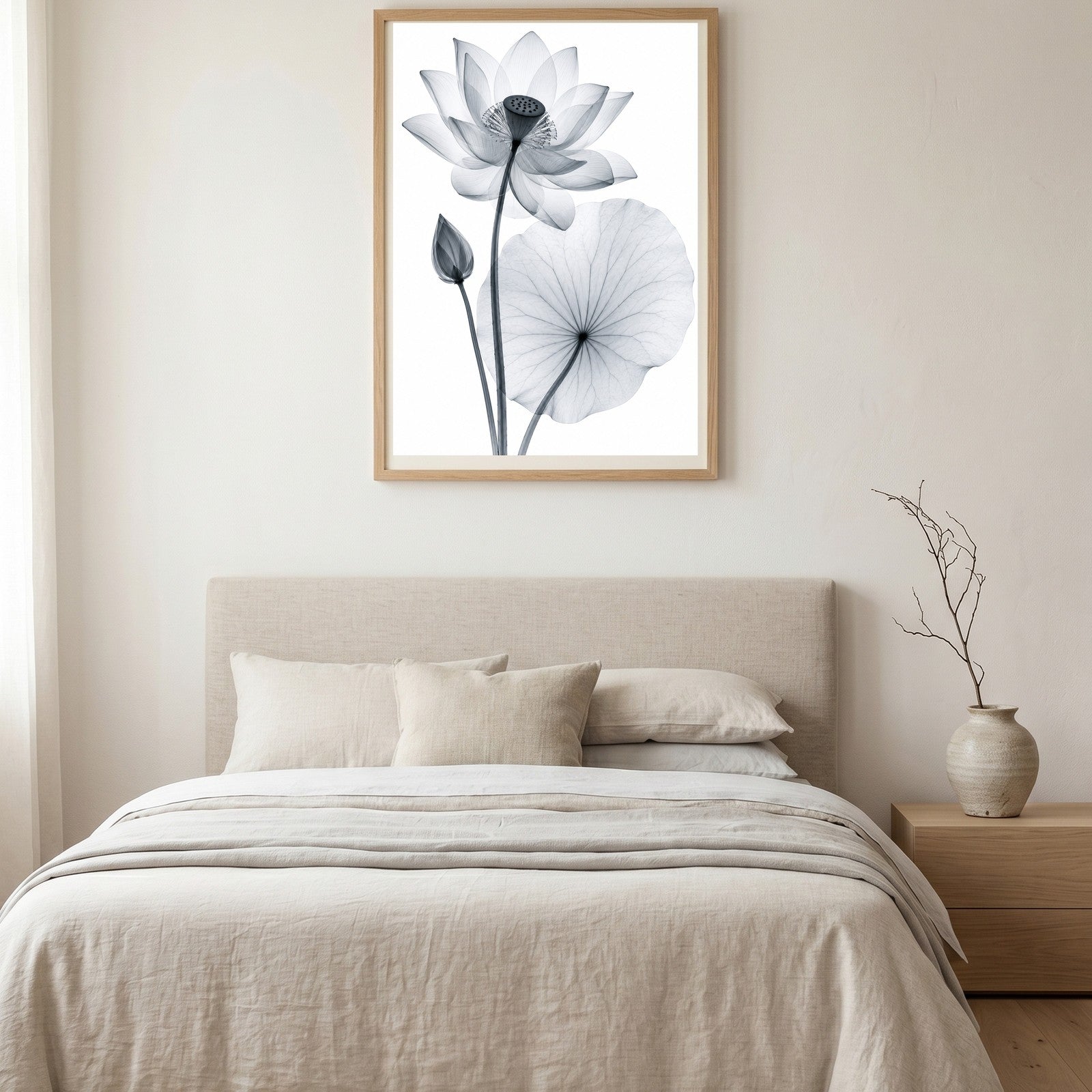 Sacred Lotus X-Ray Botanical Art Print | Nelumbo nucifera | Scientific Floral Wall Art