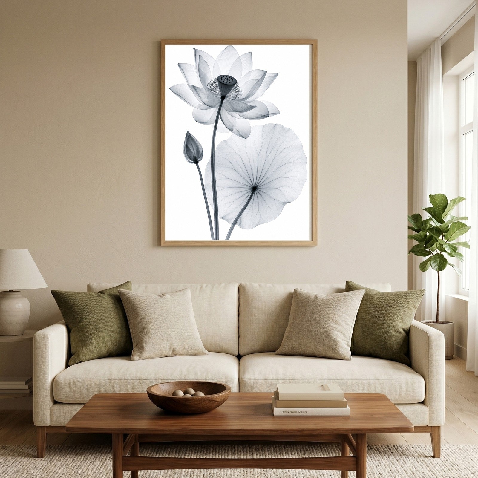 Sacred Lotus X-Ray Botanical Art Print | Nelumbo nucifera | Scientific Floral Wall Art