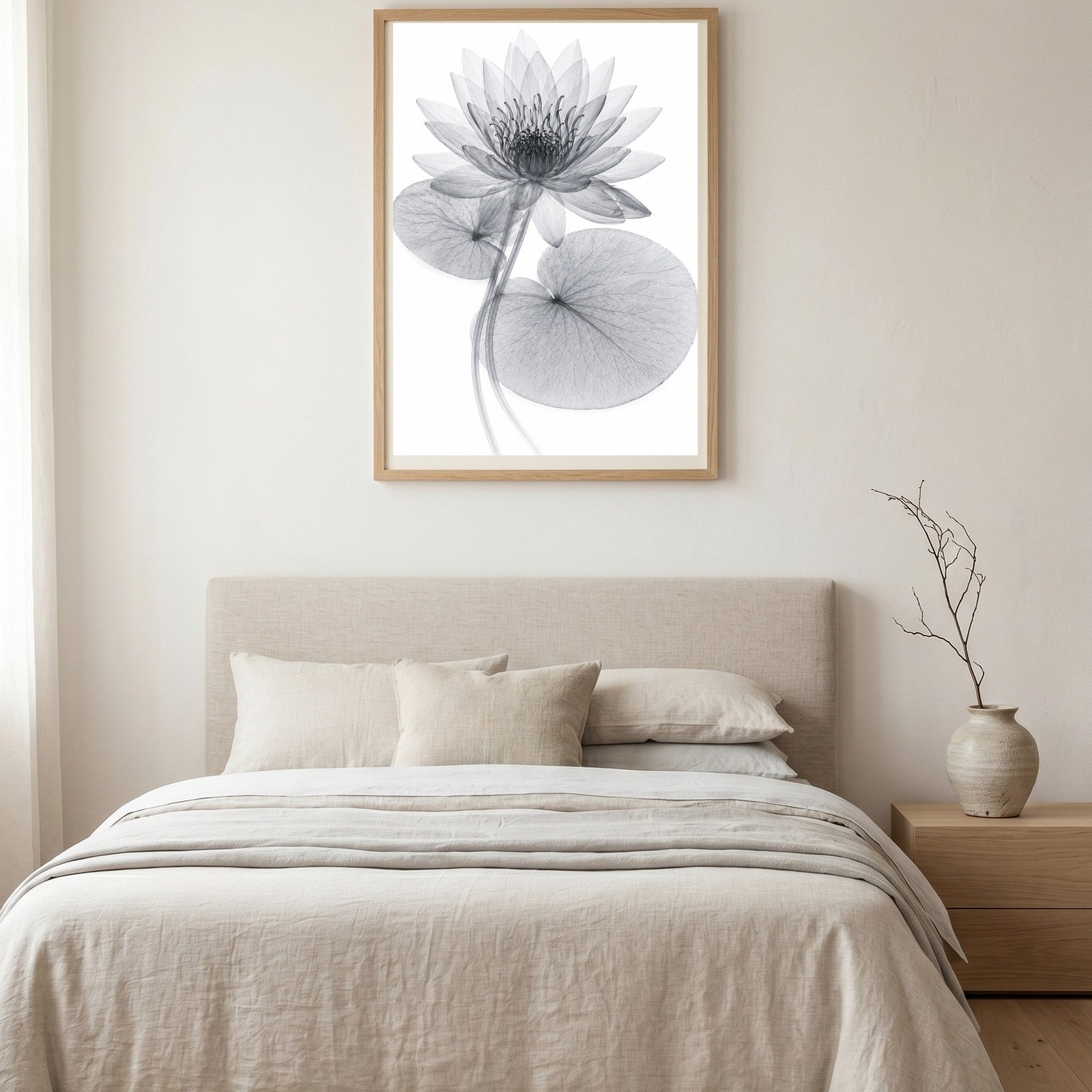 White Water Lily II X-Ray Botanical Art Print | Nymphaea alba | Scientific Floral Wall Art