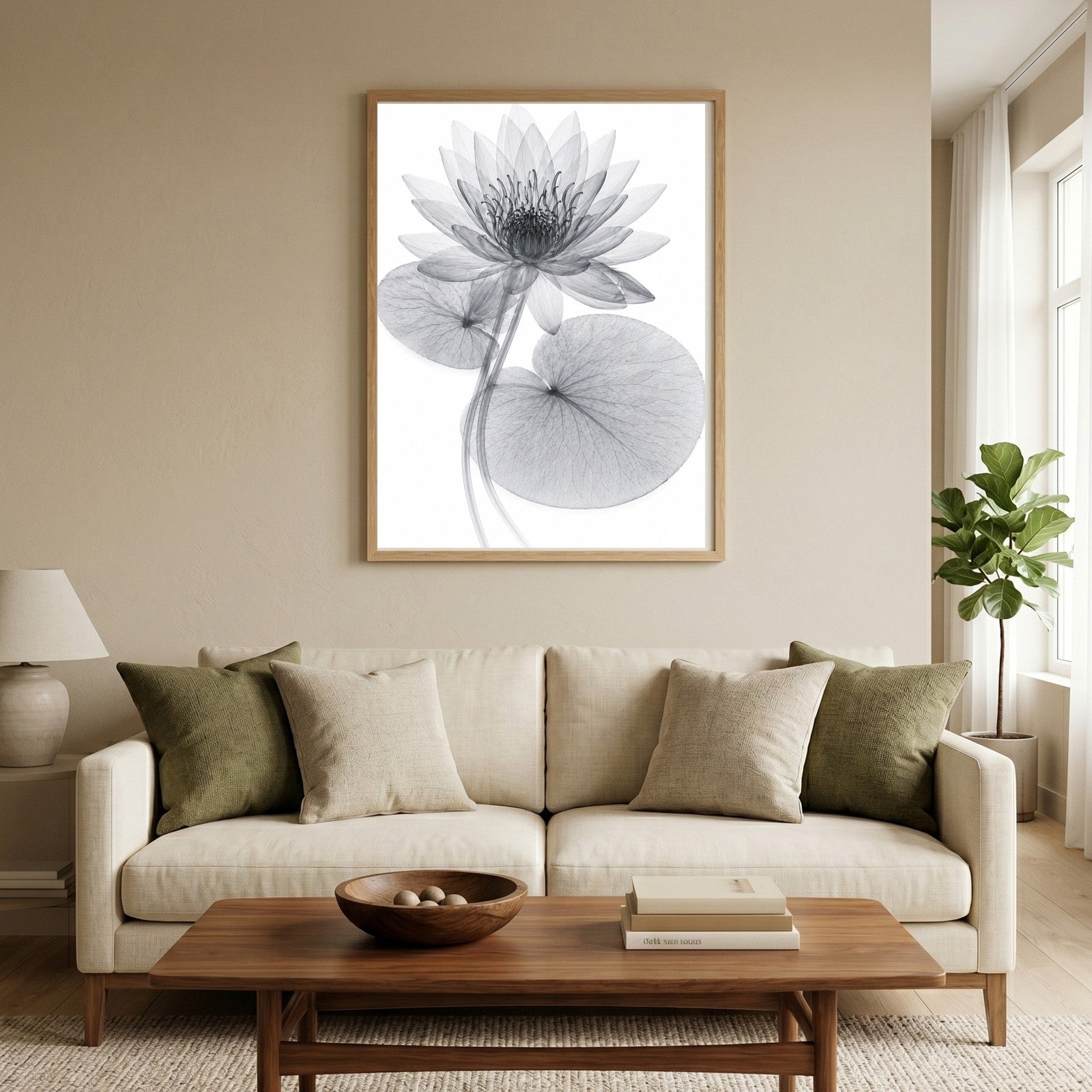 White Water Lily II X-Ray Botanical Art Print | Nymphaea alba | Scientific Floral Wall Art
