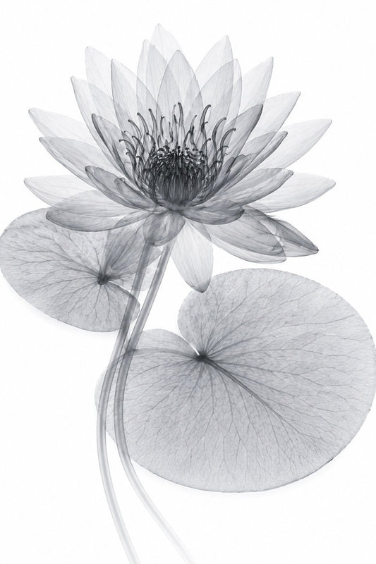 White Water Lily II X-Ray Botanical Art Print | Nymphaea alba | Scientific Floral Wall Art
