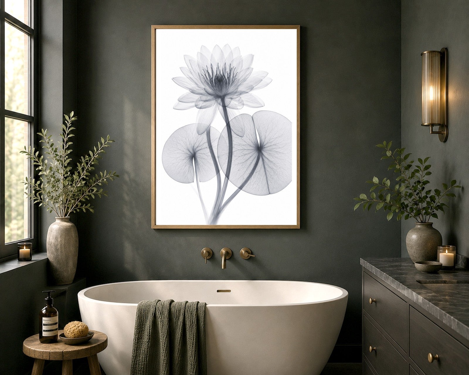 White Water Lily III X-Ray Botanical Art Print | Nymphaea alba | Scientific Floral Wall Art