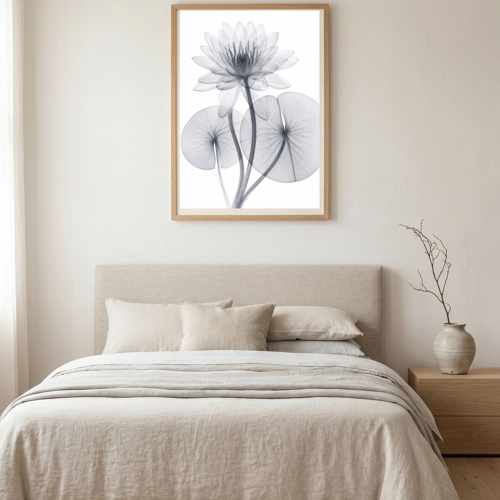 White Water Lily III X-Ray Botanical Art Print | Nymphaea alba | Scientific Floral Wall Art