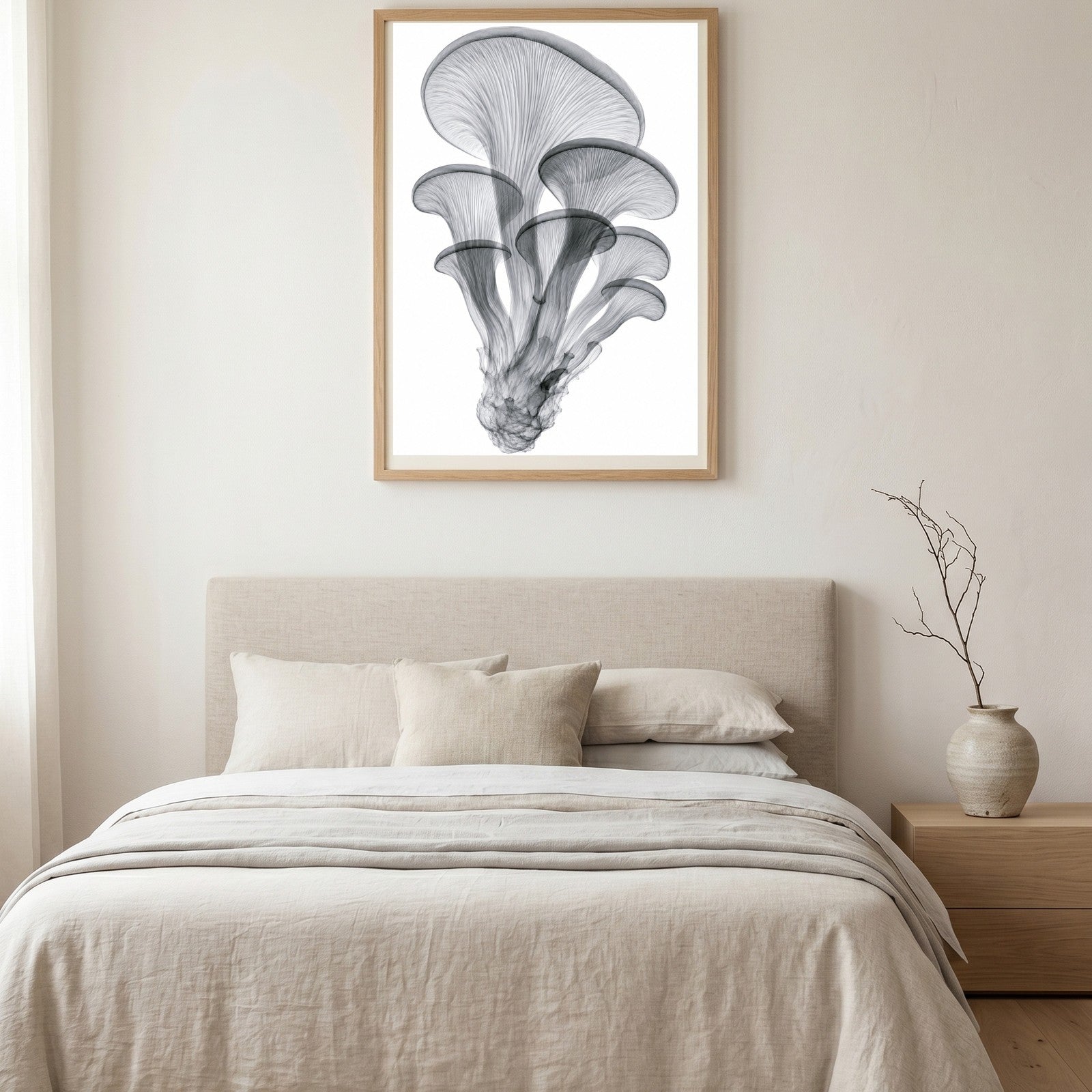 Oyster Mushroom Cluster X-Ray Botanical Art Print | Pleurotus ostreatus | Scientific Floral Wall Art