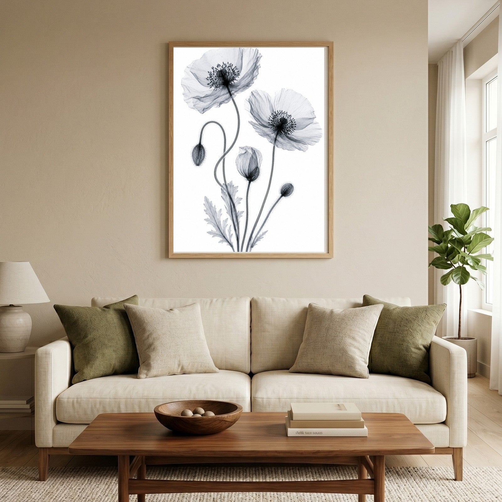 Iceland Poppy II X-Ray Botanical Art Print | Papaver nudicaule | Scientific Floral Wall Art