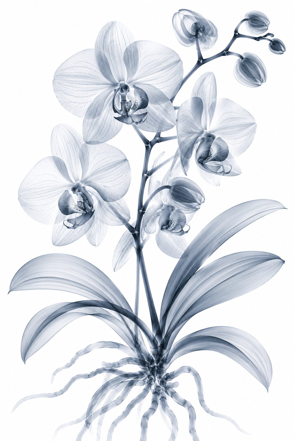 Moth Orchid X-Ray Botanical Art Print | Phalaenopsis | Scientific Floral Wall Art