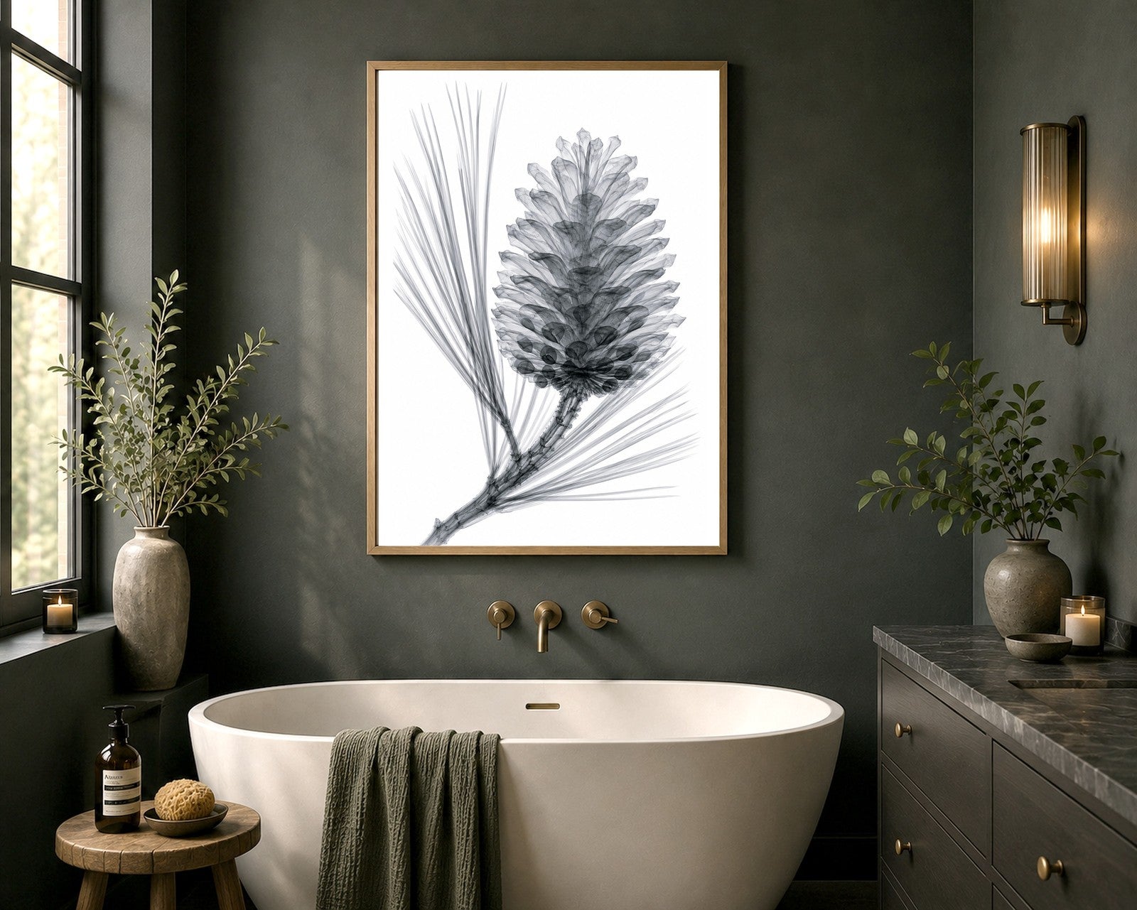 Pine Cone X-Ray Botanical Art Print | Pinus | Scientific Floral Wall Art