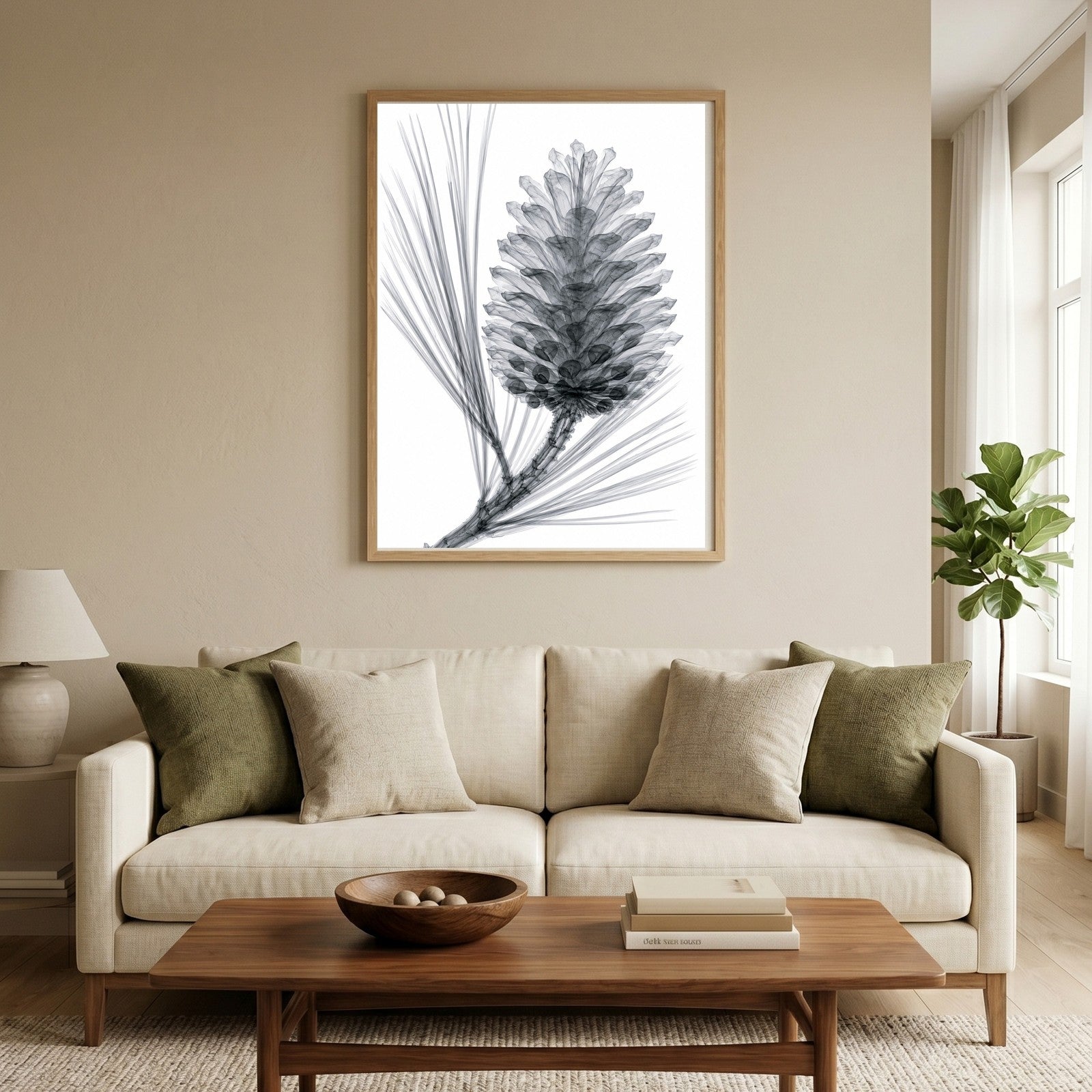 Pine Cone X-Ray Botanical Art Print | Pinus | Scientific Floral Wall Art