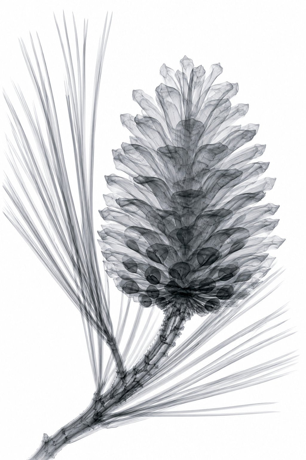 Pine Cone X-Ray Botanical Art Print | Pinus | Scientific Floral Wall Art
