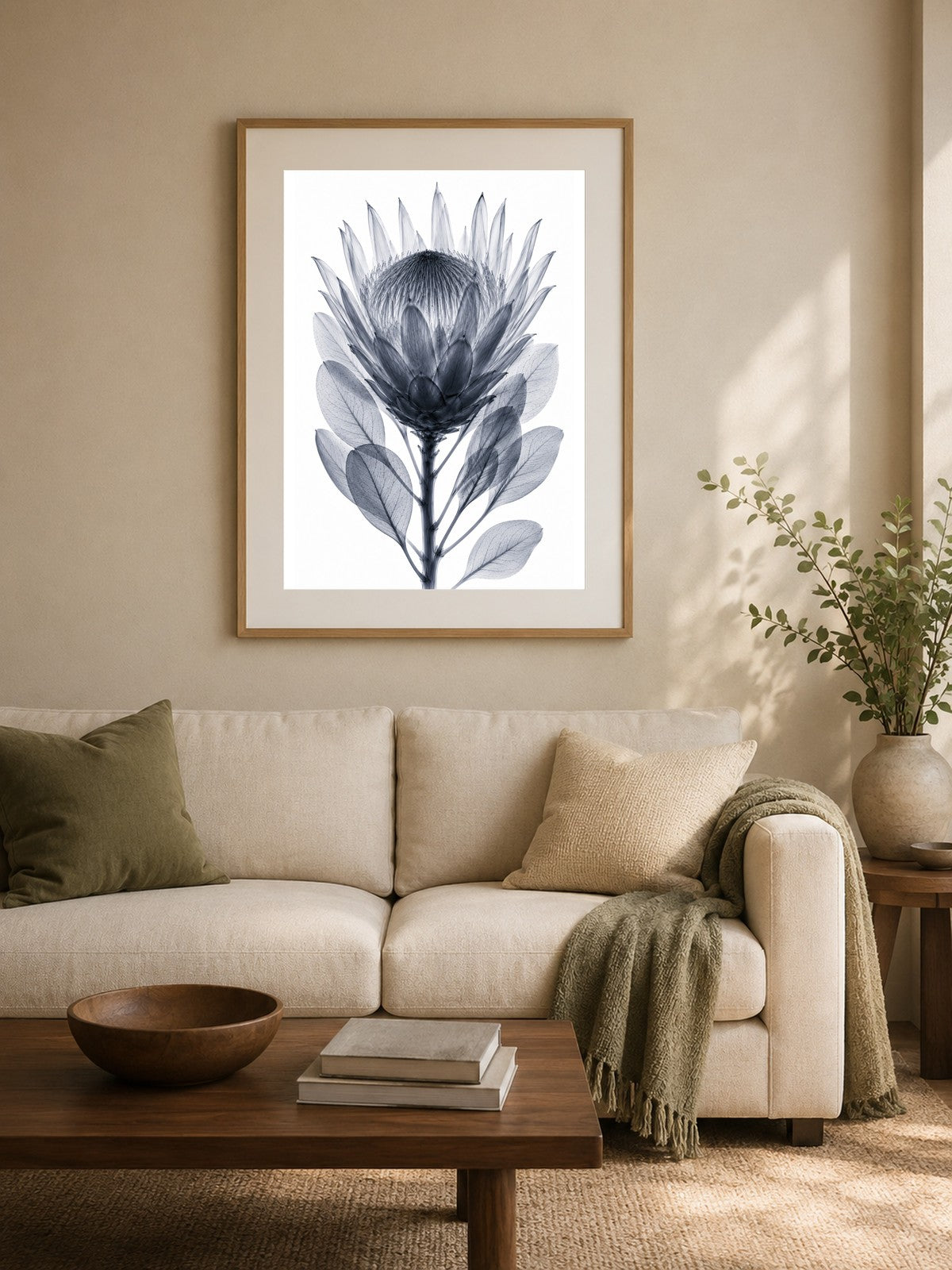 King Protea X-Ray Botanical Art Print | Protea cynaroides | Scientific Floral Wall Art