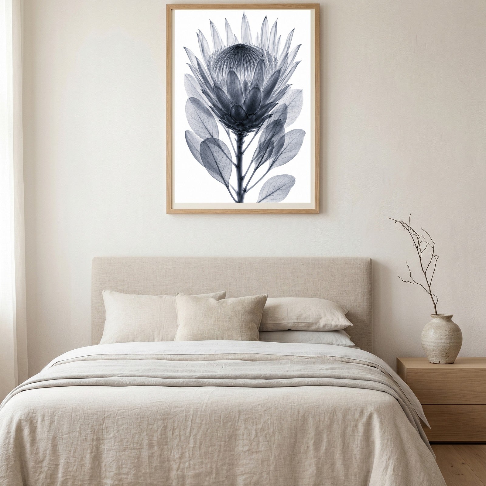 King Protea X-Ray Botanical Art Print | Protea cynaroides | Scientific Floral Wall Art