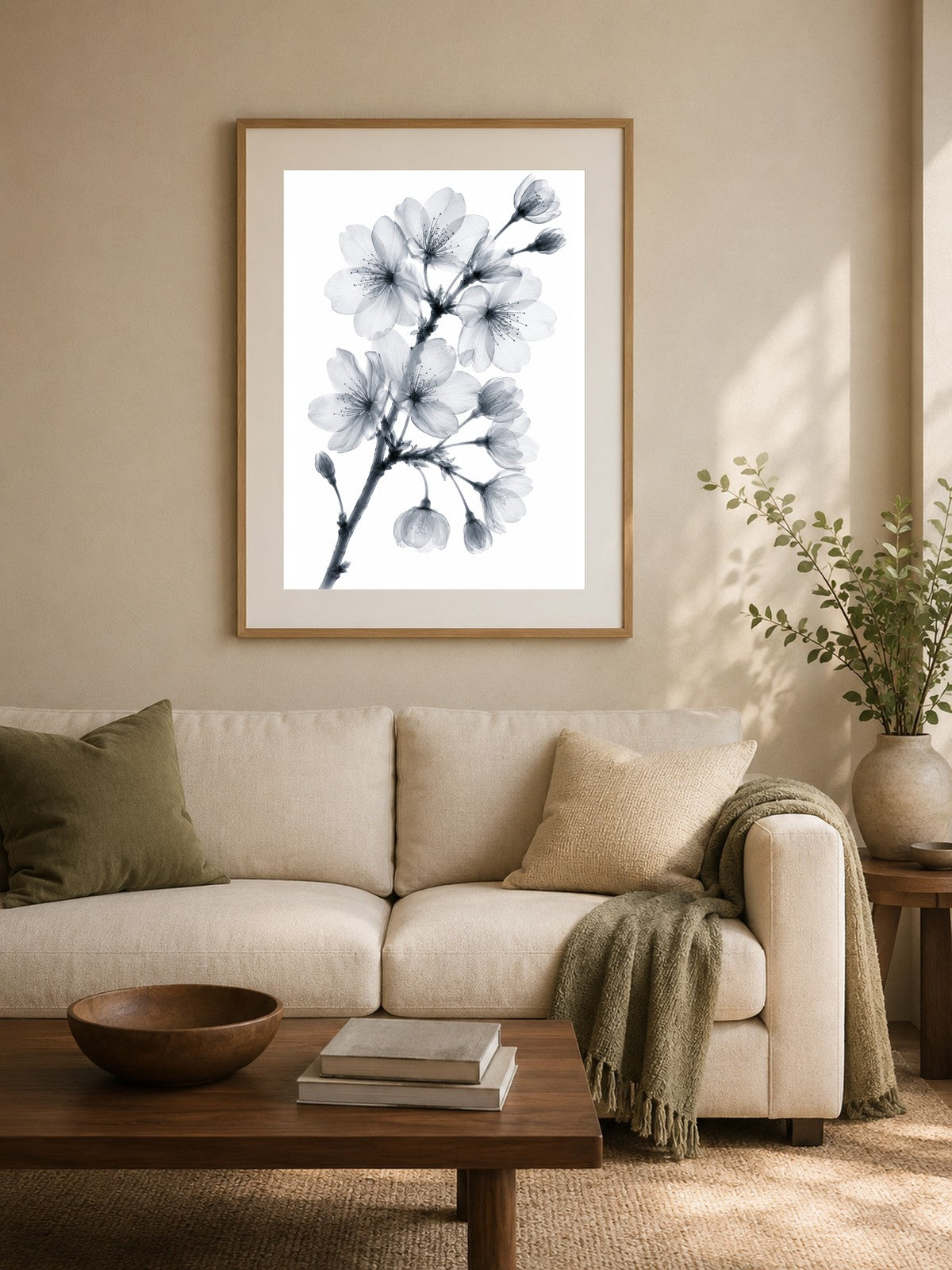 Japanese Cherry Blossom X-Ray Botanical Art Print | Prunus serrulata | Scientific Floral Wall Art