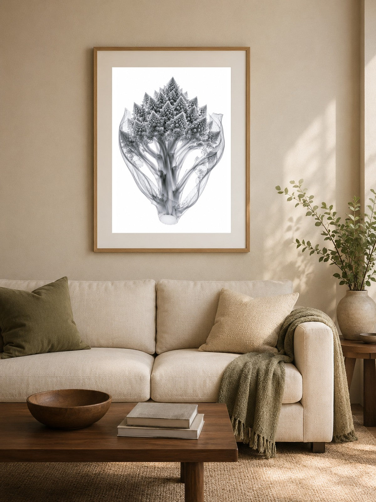 Romanesco Broccoli II X-Ray Botanical Art Print | Brassica oleracea var. botrytis | Scientific Floral Wall Art