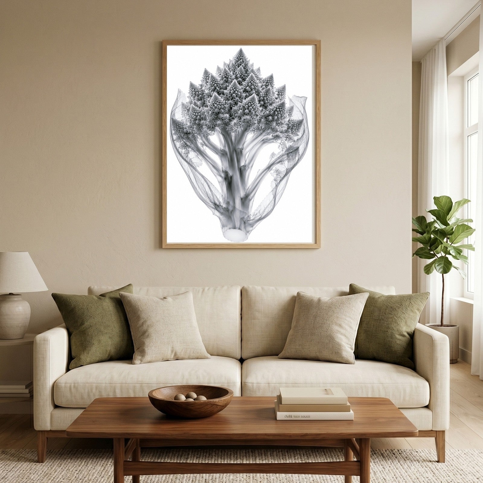 Romanesco Broccoli II X-Ray Botanical Art Print | Brassica oleracea var. botrytis | Scientific Floral Wall Art