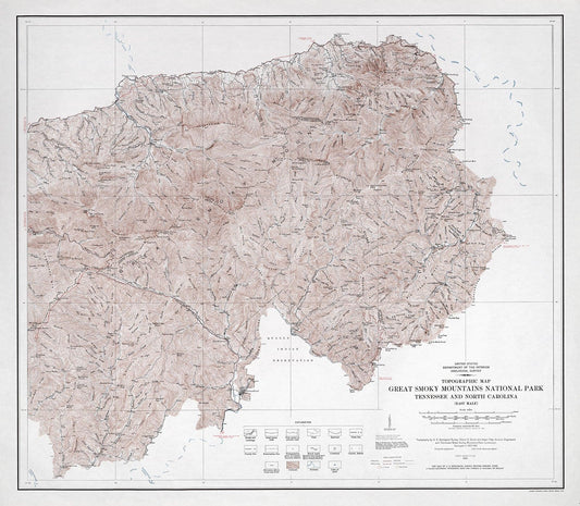 Historic 1978 Map - Topographic map, Great Smoky Mountains National Park, Tennessee and North Carolina - East Half