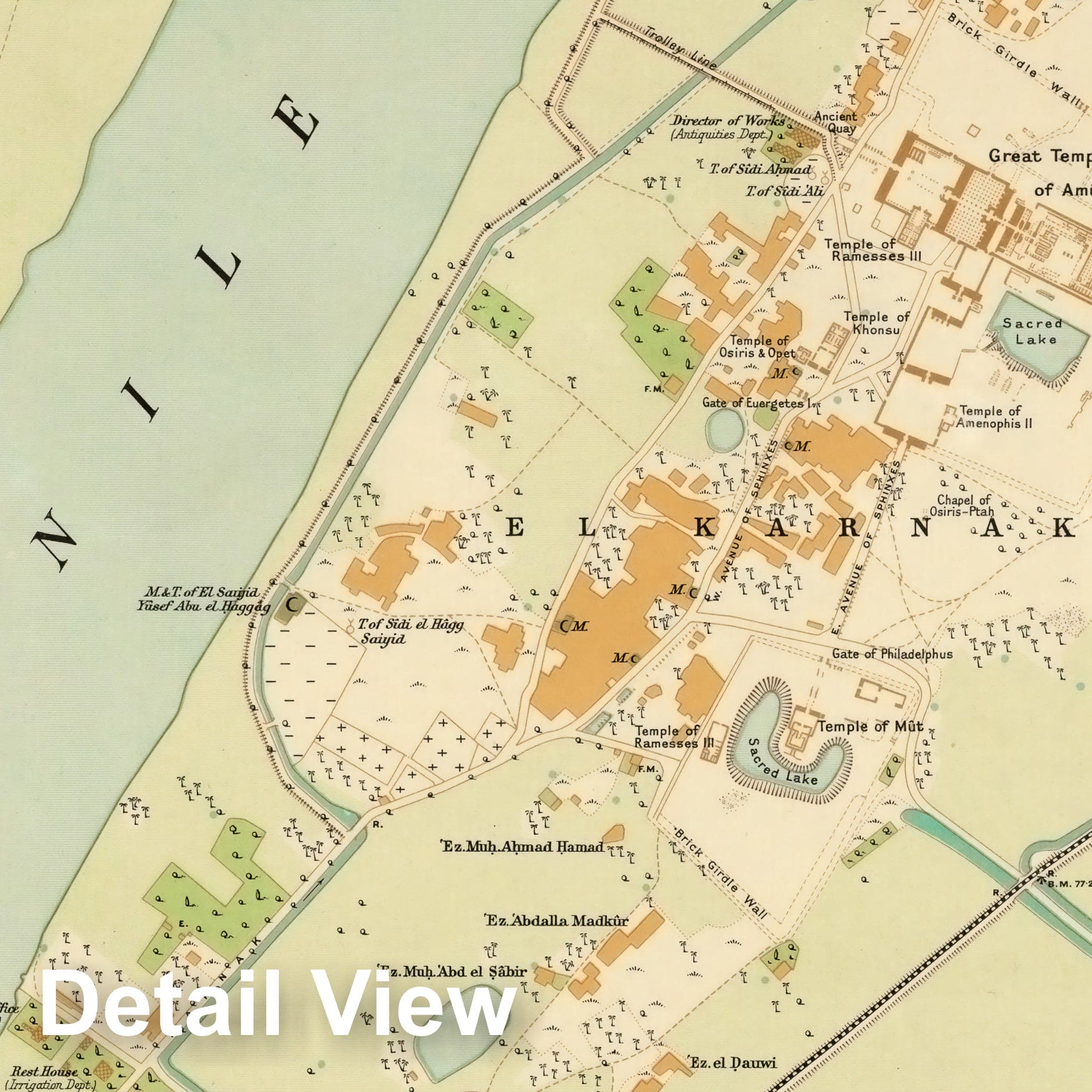 Map : Luxor & Karnak, Egypt 1922, Luxor & Karnak, Unframed Print
