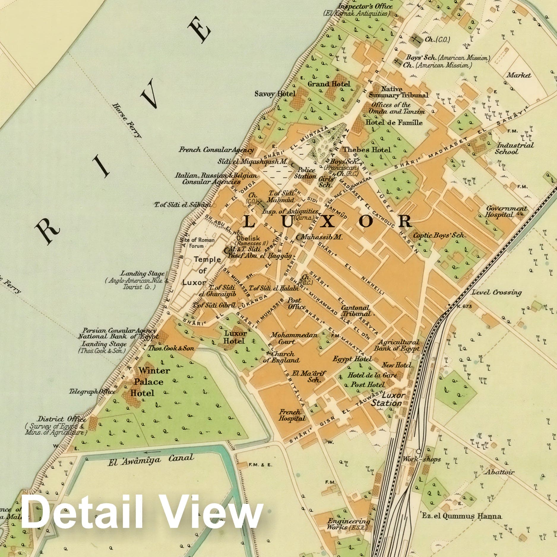 Map : Luxor & Karnak, Egypt 1922, Luxor & Karnak, Unframed Print