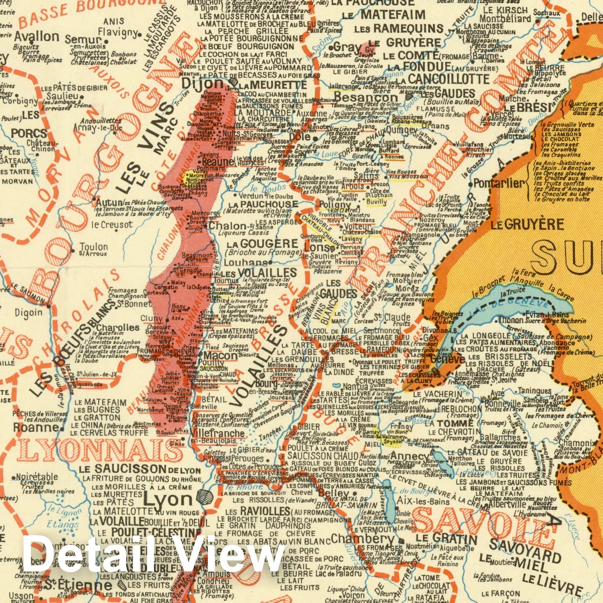 Map : France 1951, Carte gastronomique et vinicole de la France (Gastronomic and wine map of France)
