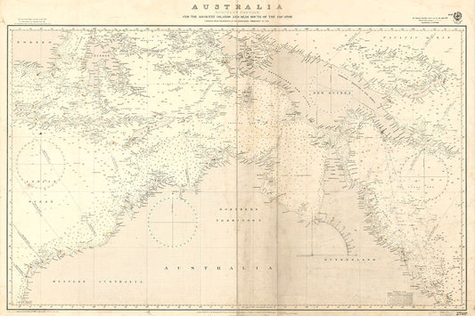 Historic Map - Australia (Northern Portion), 1934, British Admiralty - Vintage Wall Art