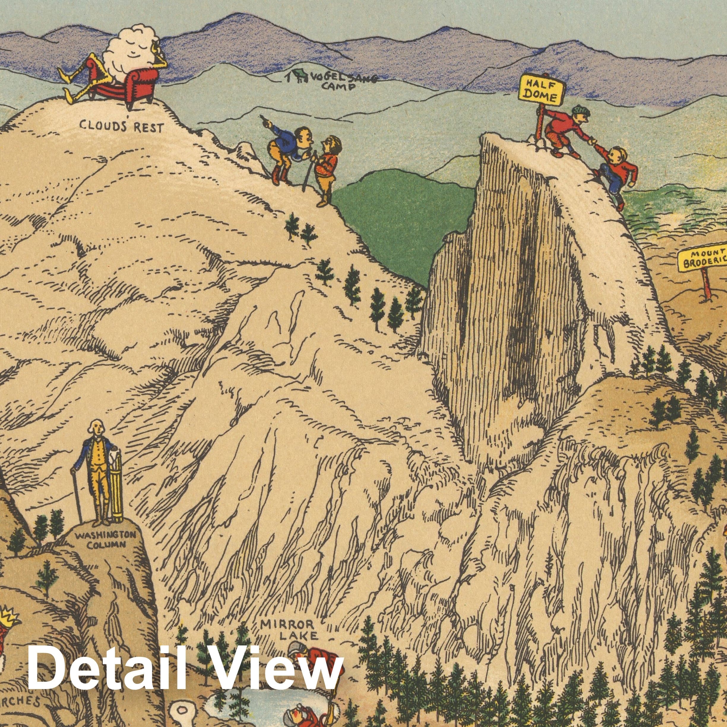 Historic Map - Yosemite, 1931, Jo Mora - Vintage Wall Art