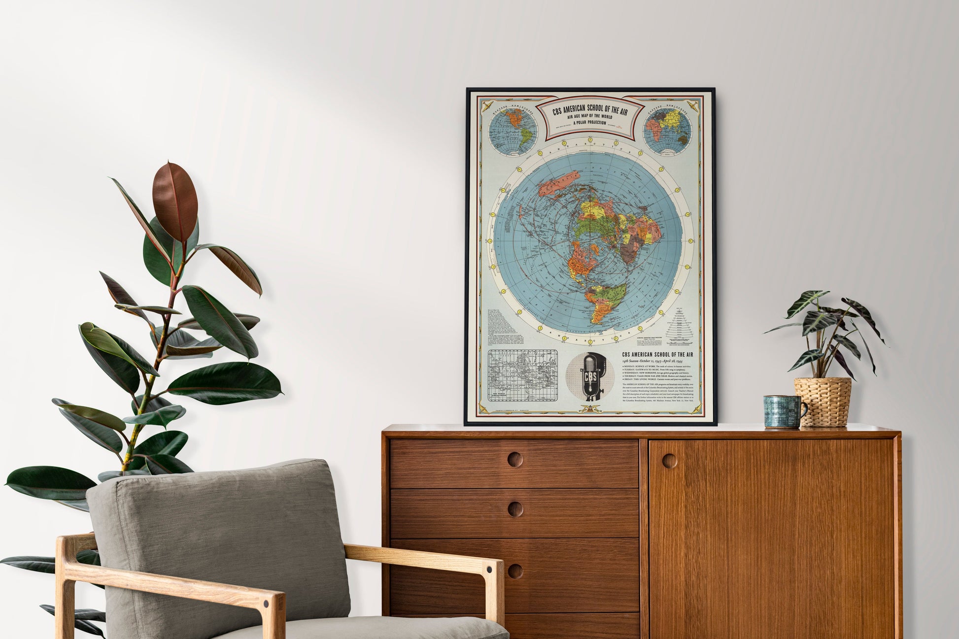 CBS World Airline Routes, 1943 - Historical Map Print