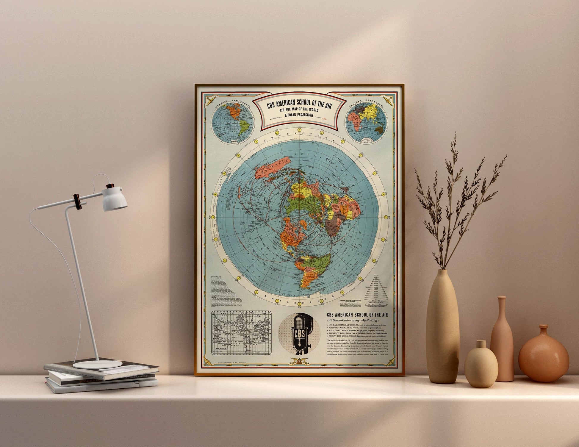CBS World Airline Routes, 1943 - Historical Map Print