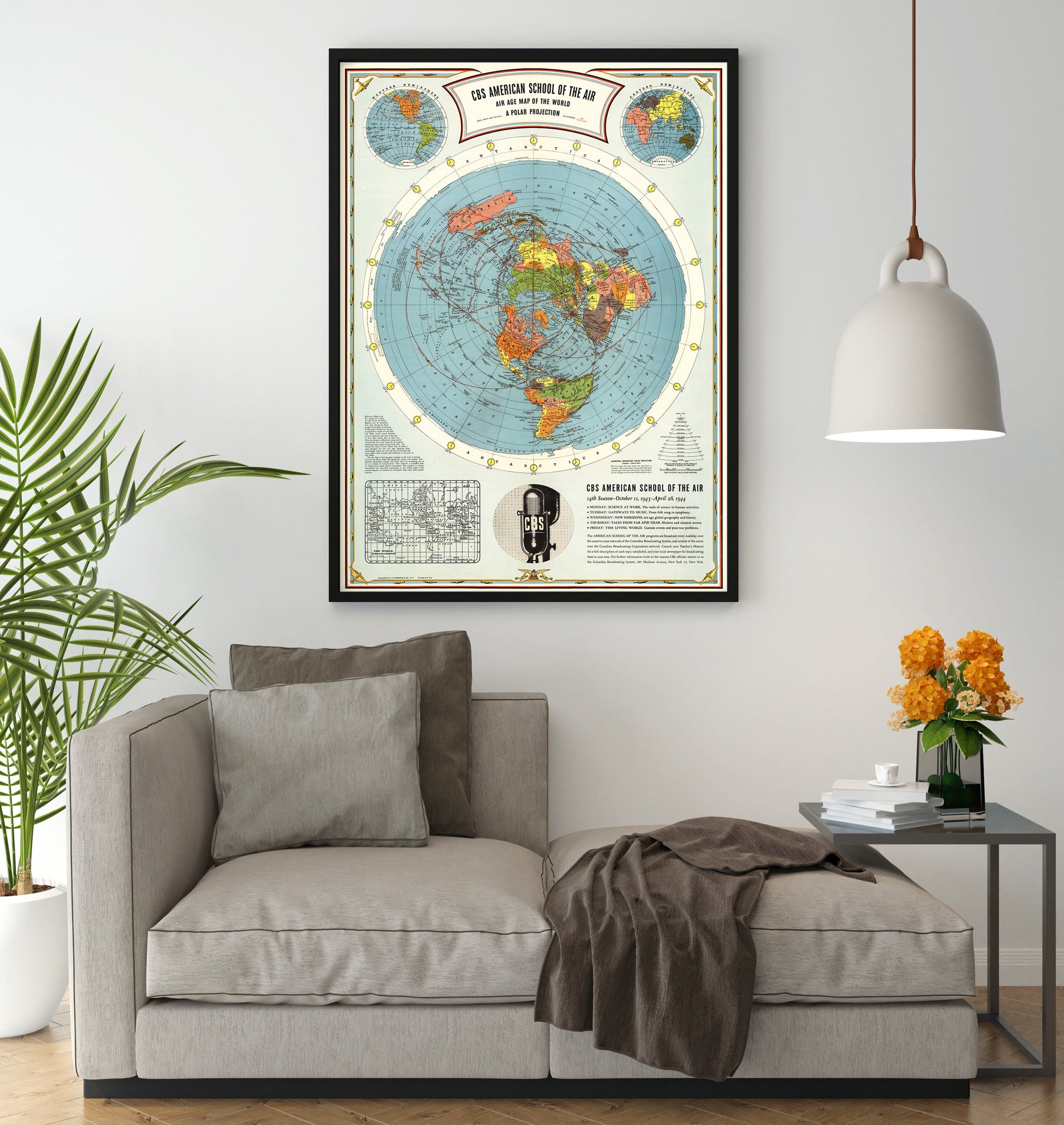 CBS World Airline Routes, 1943 - Historical Map Print