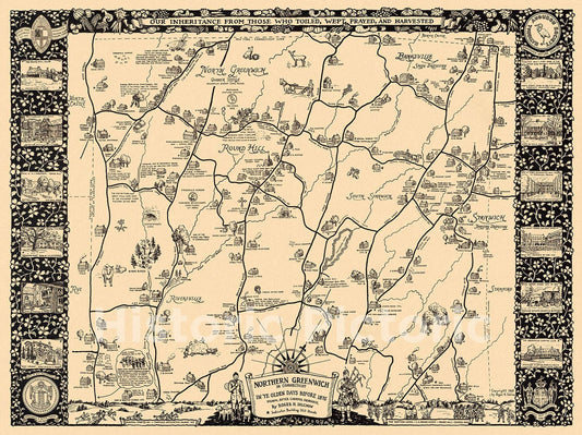 Northern Greenwich, Connecticut - Pictorial Map, 1948