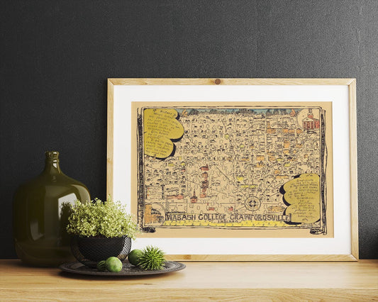 Crawfordsville - Pictorial Map, 1928 - Historical Map Print