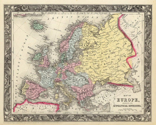 Historic Map - 1860 Map of Europe. - Vintage Wall Art