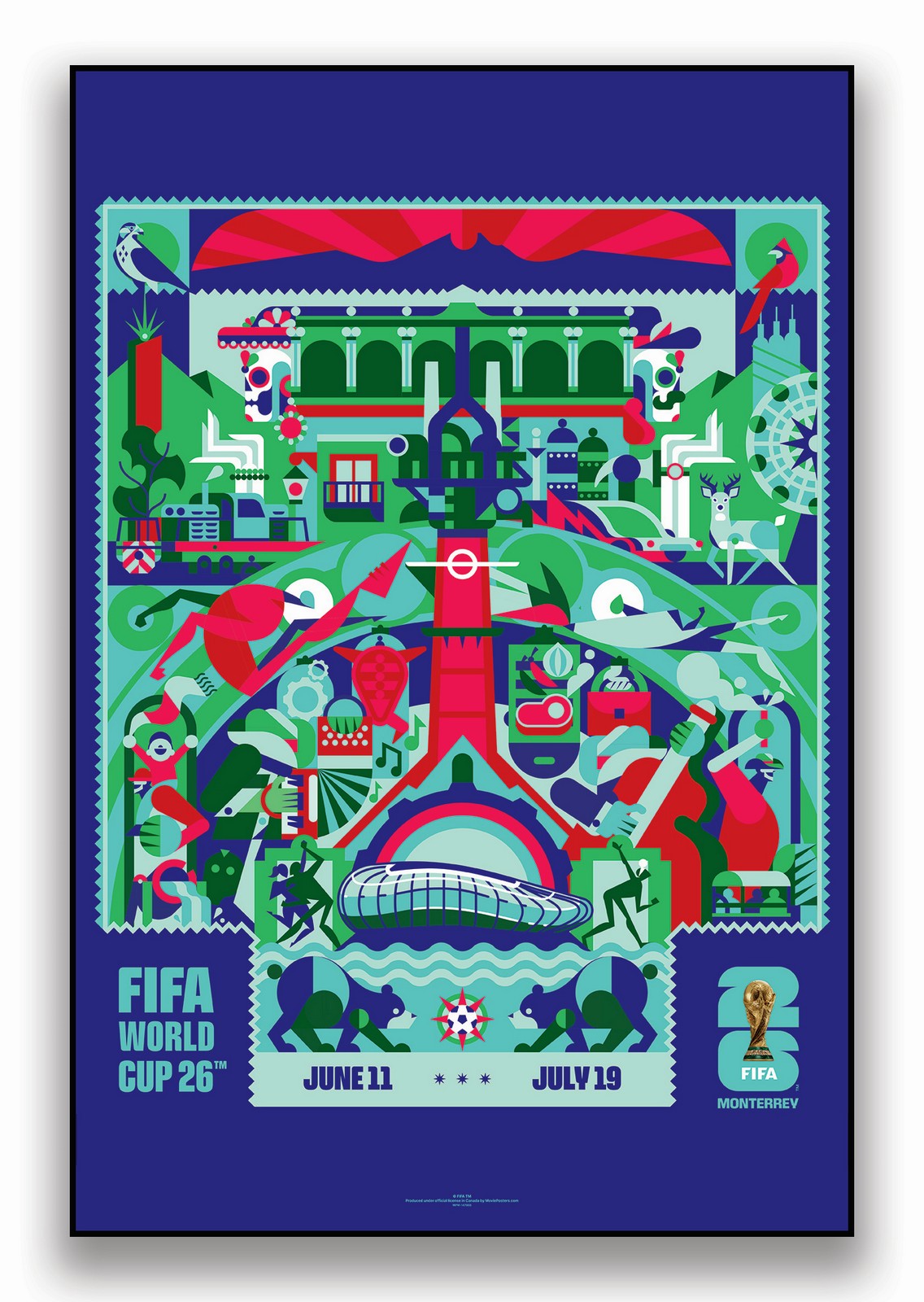 FIFA World Cup 2026 Monterrey Poster Officially Licensed Plak Mounted