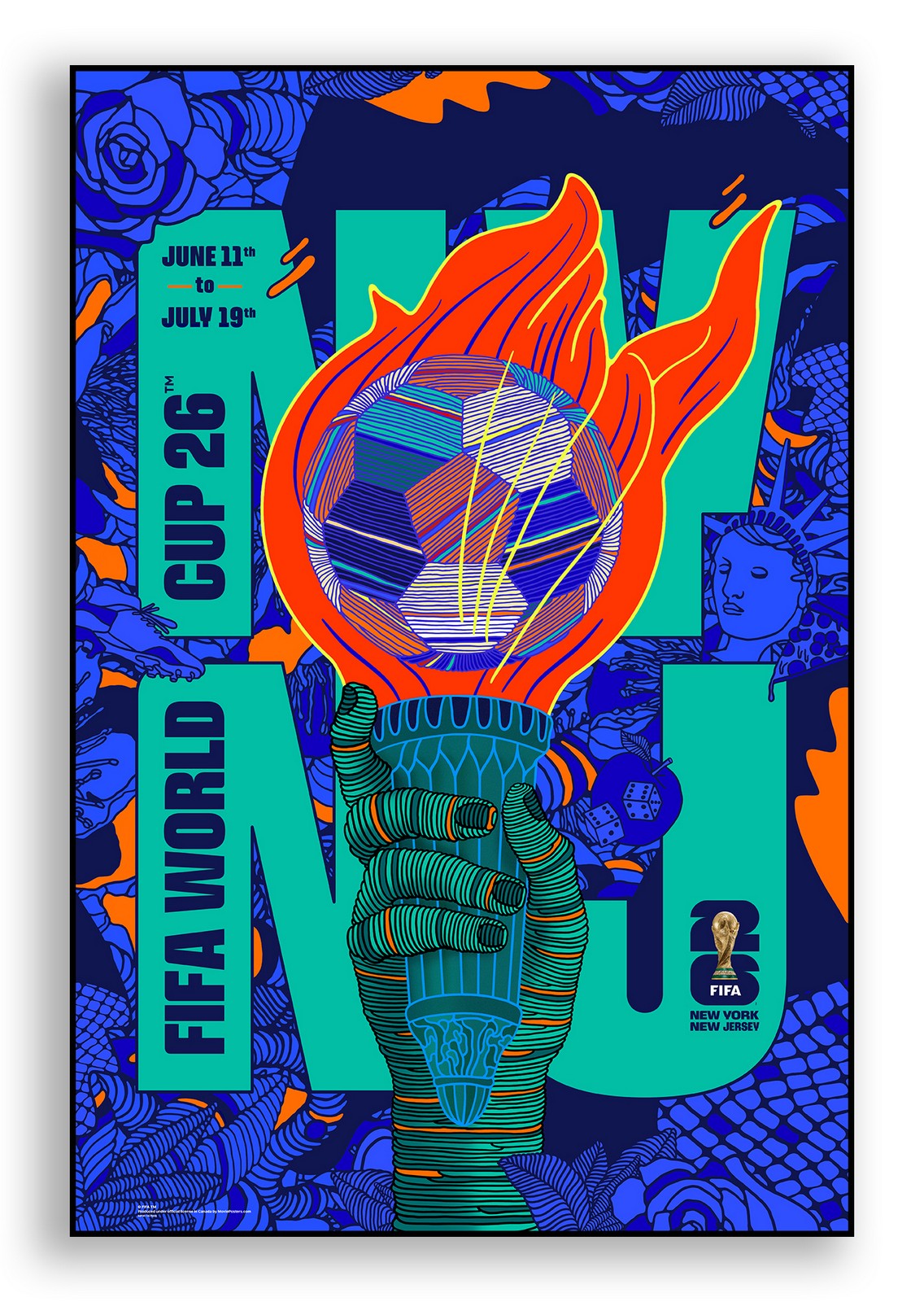 FIFA World Cup 2026 New York New Jersey Poster Officially Licensed Plak Mounted