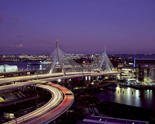 Boston, MA - Photo - Leonard P. Zakim Bunker Hill Bridge at Night
