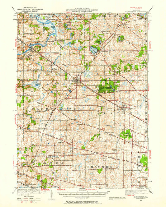 1935 Barrington, IL - Illinois - USGS Topographic Map