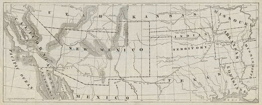 Map of the Butterfield Overland Trail mail route through the southwestern United States, 1857