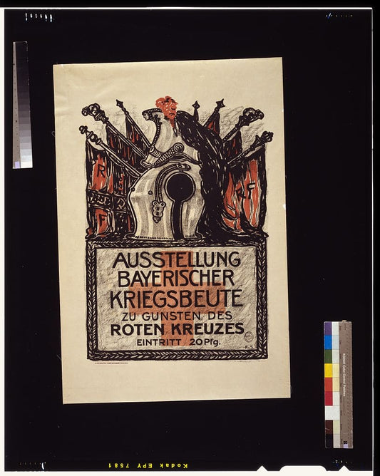 Vintage Poster -  Ausstellung Bayerischer Kriegsbeute zu gunsten des Roten Kreuzes -  SvF., Historic Wall Art