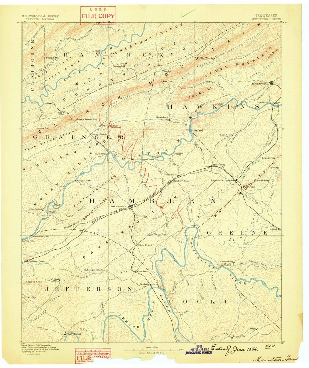1883 Morristown, TN - Tennessee - USGS Topographic Map