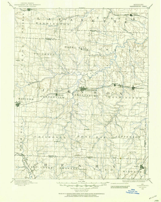 1885 Warrensburg , MO - Missouri - USGS Topographic Map
