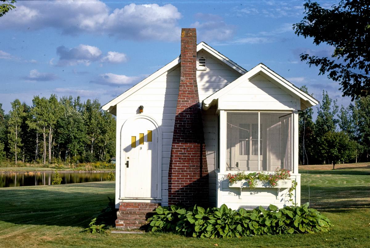 Historic Photo : 1984 Mount Desert Island Cabins, one unit, Bar Harbor, Maine | Margolies | Roadside America Collection | Vintage Wall Art :