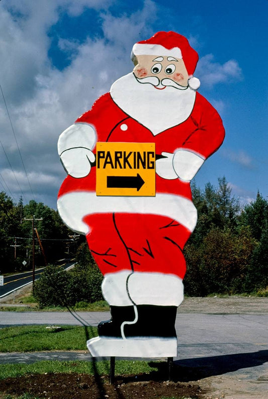 Historic Photo : 1984 Santa's Village parking lot sign, Route 2, Jefferson, New Hampshire | Margolies | Roadside America Collection | Vintage Wall Art :
