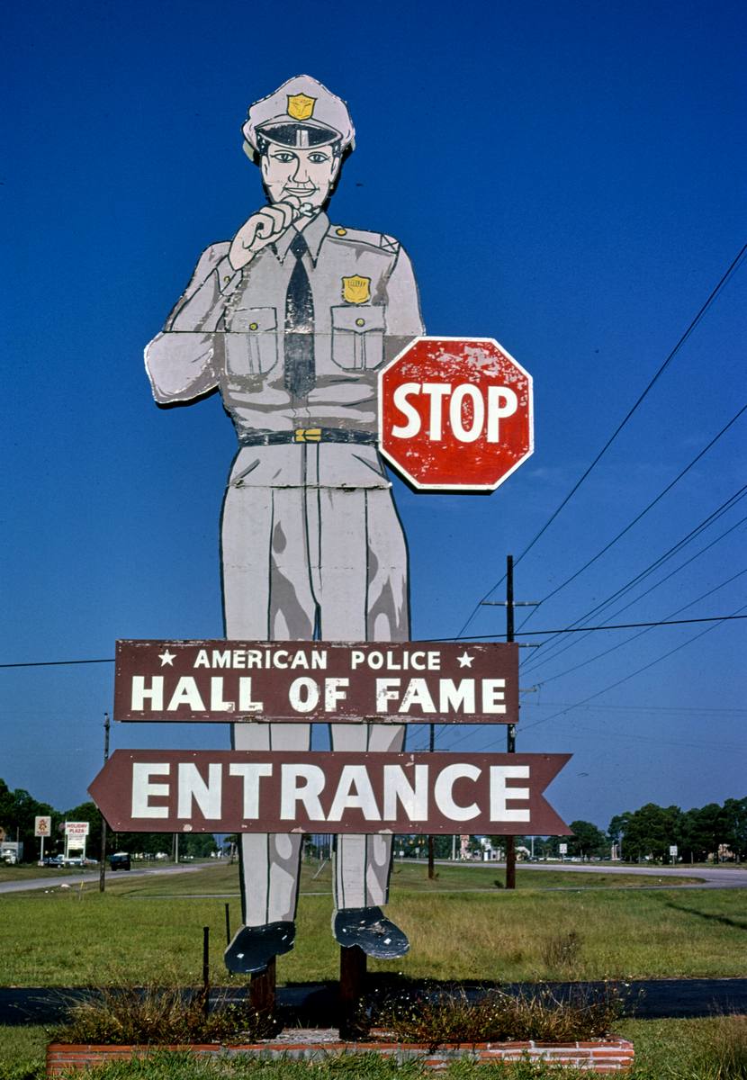 Historic Photo : 1980 Police Hall of Fame entrance sign, Route 41, North Port, Florida | Margolies | Roadside America Collection | Vintage Wall Art :