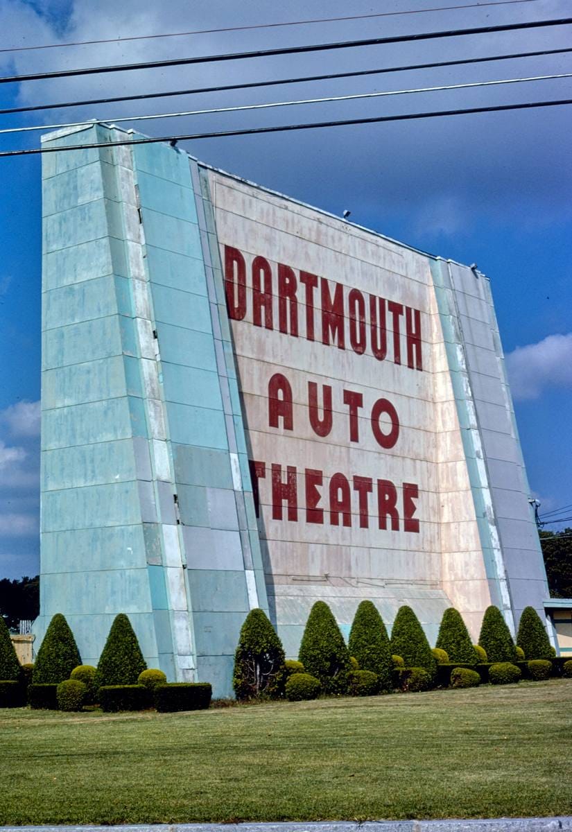 Historic Photo : 1978 Dartmouth Auto Theatre, horizontal view, Route 6, Dartmouth, Massachusetts | Margolies | Roadside America Collection | Vintage Wall Art :